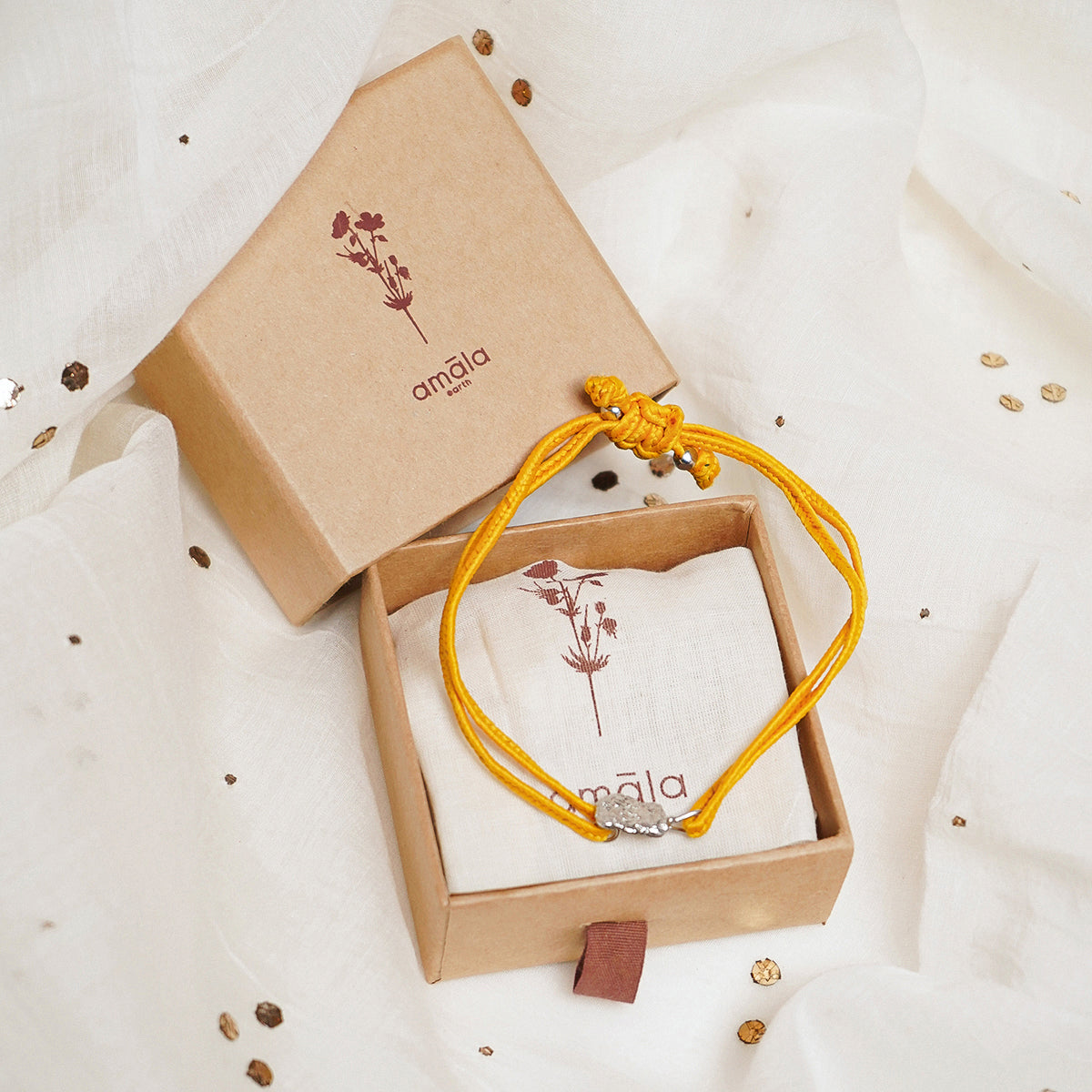 Dew Rakhi - Silver & Yellow
