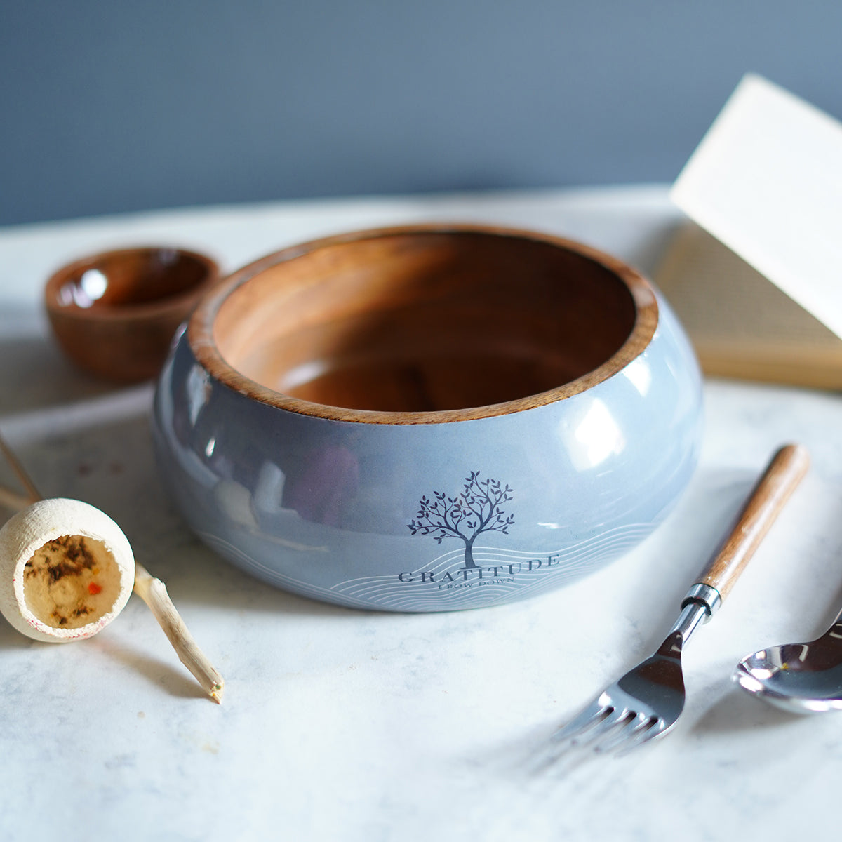 Grey Wooden Bowl