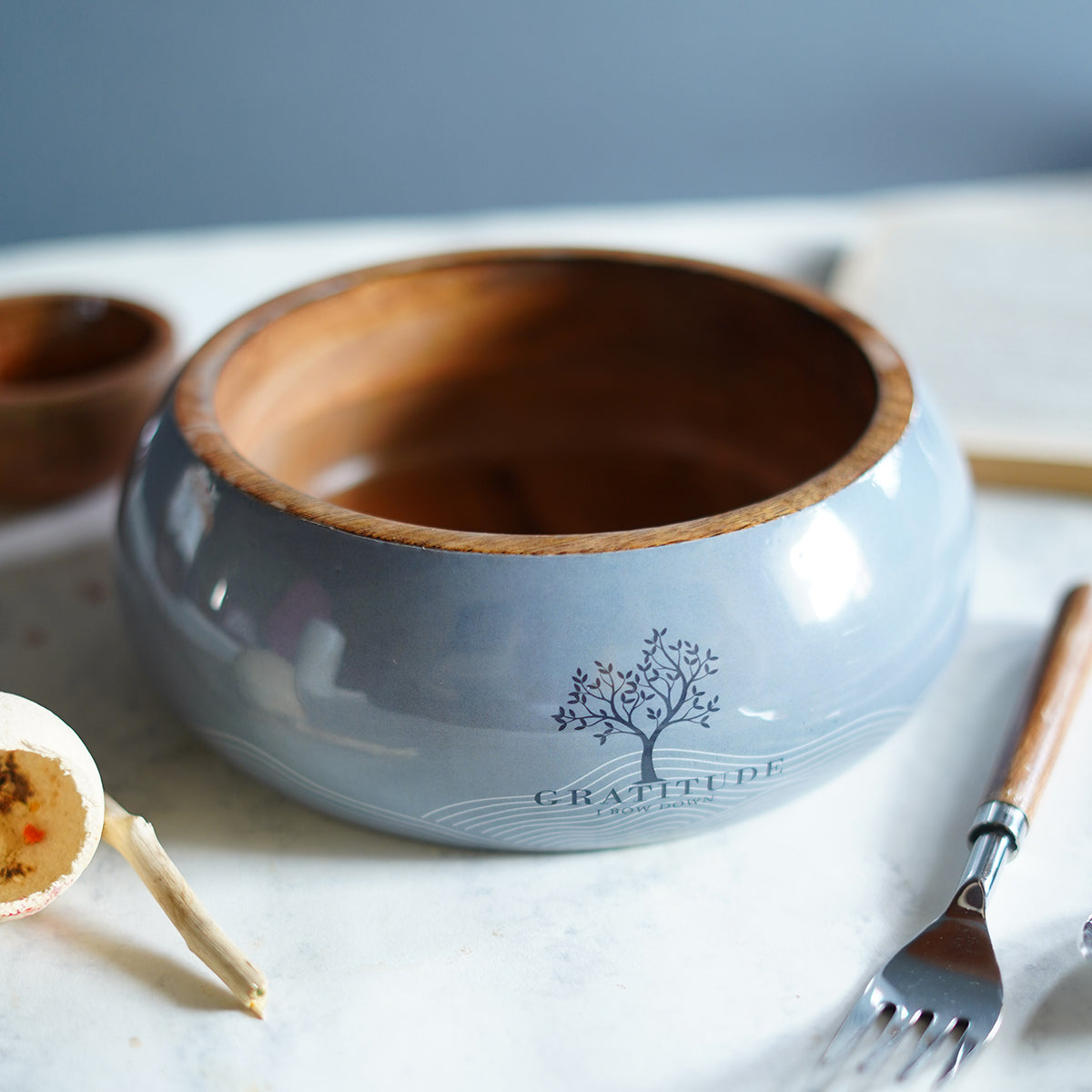 Grey Wooden Bowl