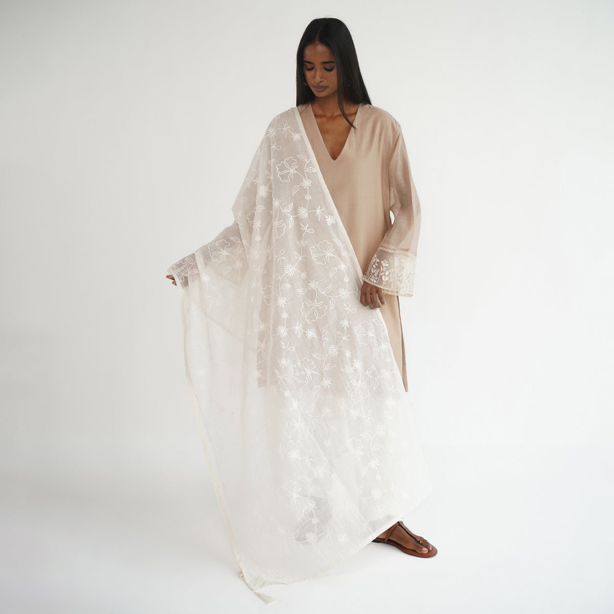 Wildflower Dupatta - Ivory