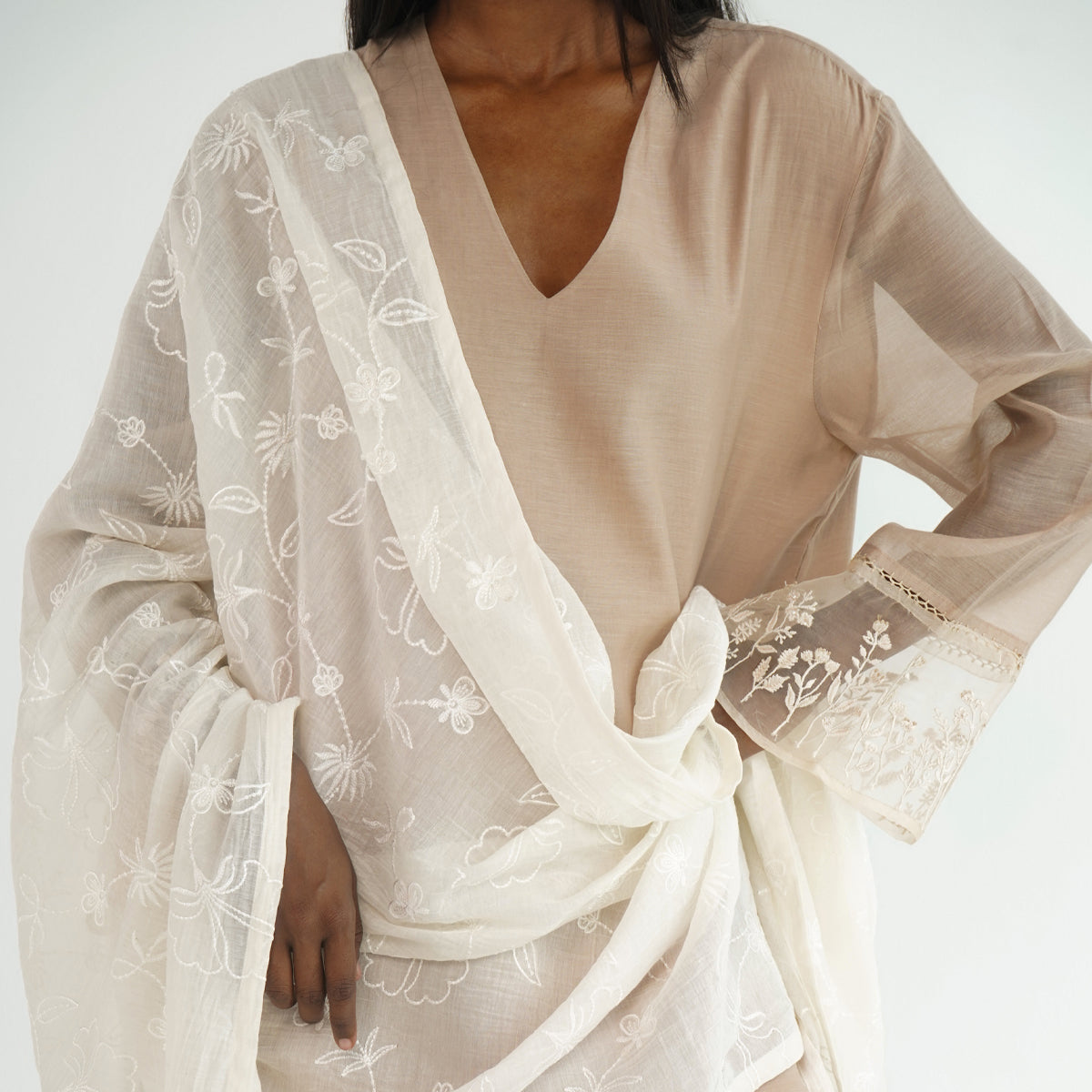 Wildflower Dupatta - Ivory