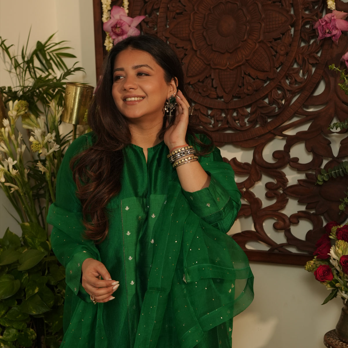 Zoya Kurta Set Emerald Green