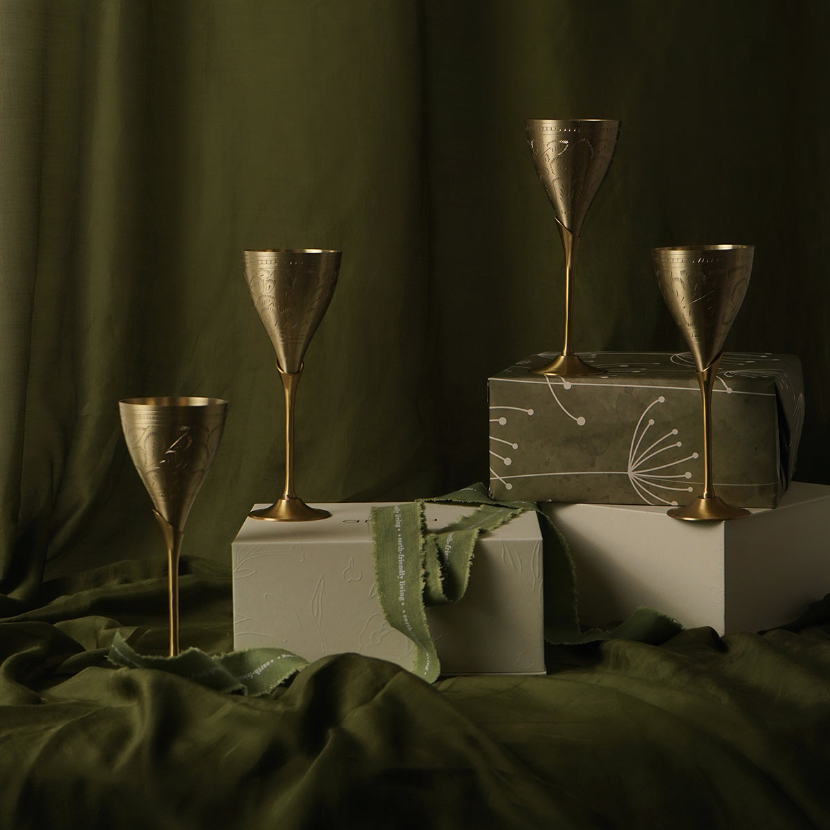 Gift Sets - Stem Brass Goblet - Set of 4