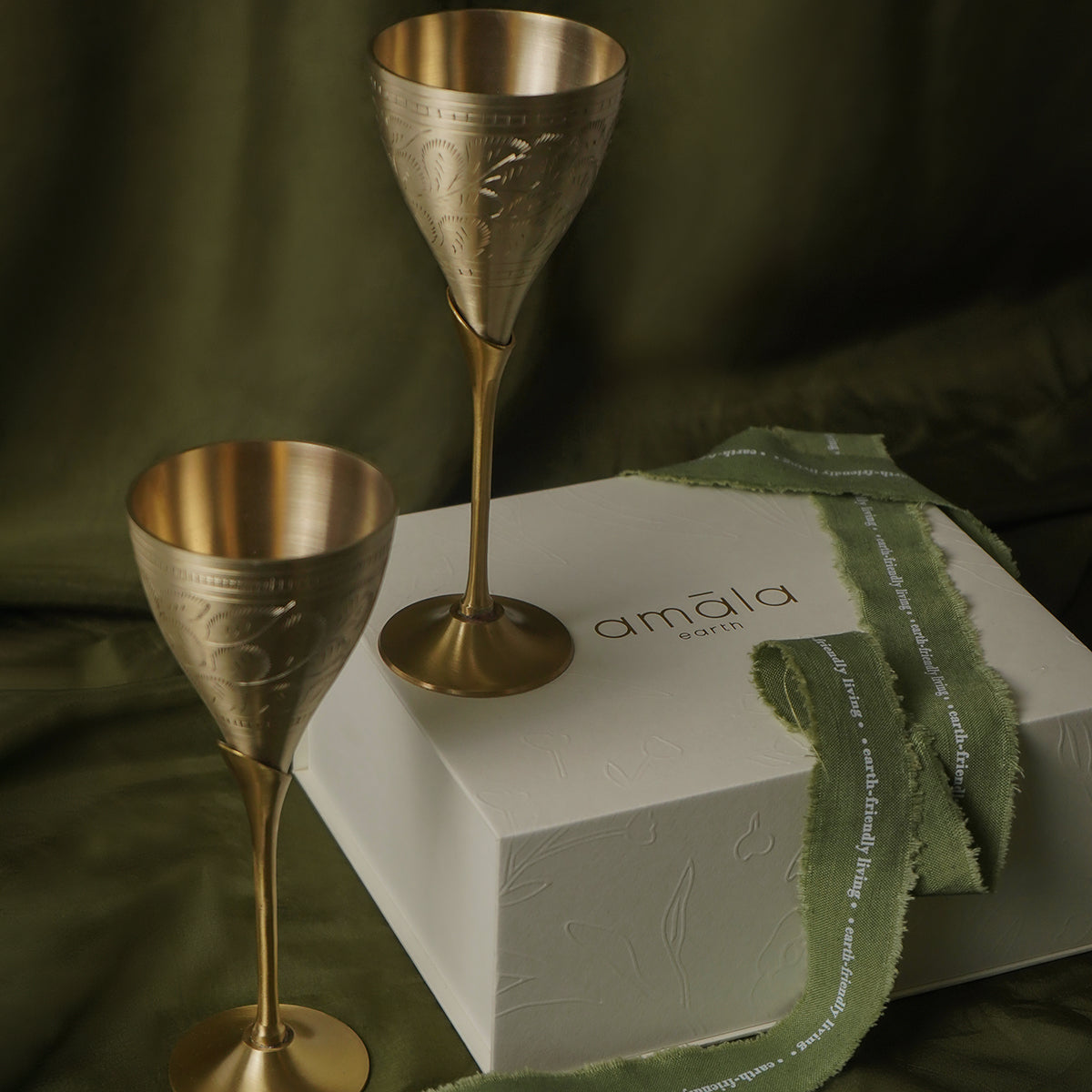 Gift Set - Stem Brass Goblet - Set of 2