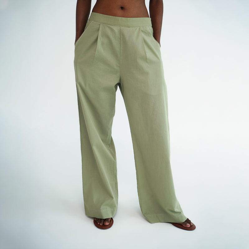 Easy Fit Pants - Sage Green