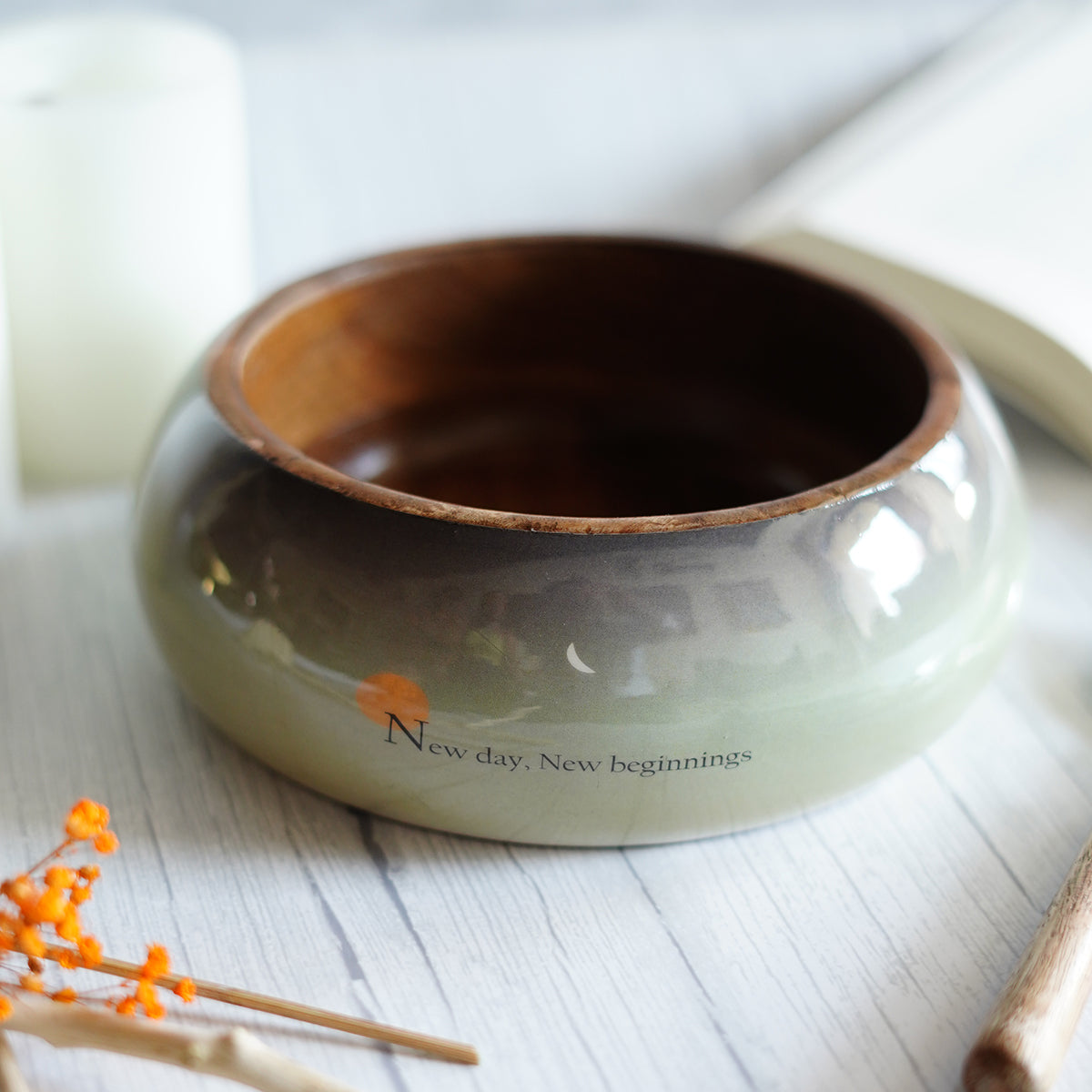 Green Wooden Bowl