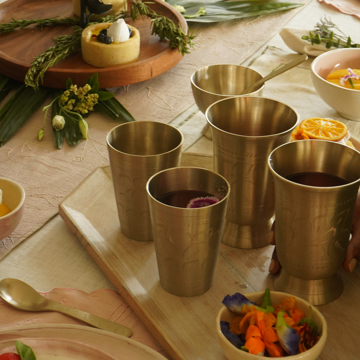 Petal Brass Tumbler - Short | Set of 2