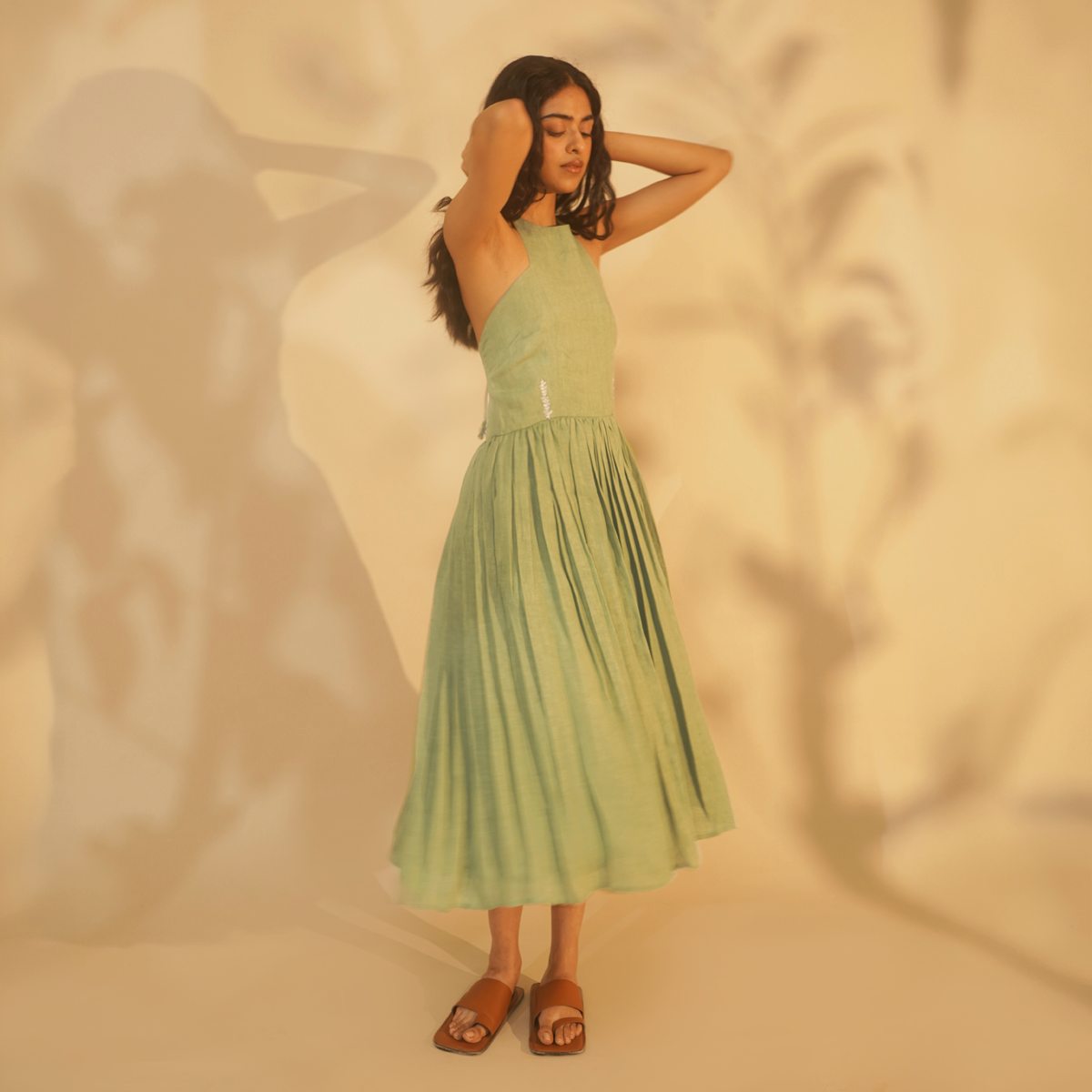 Titli Halter Dress - Sage Green
