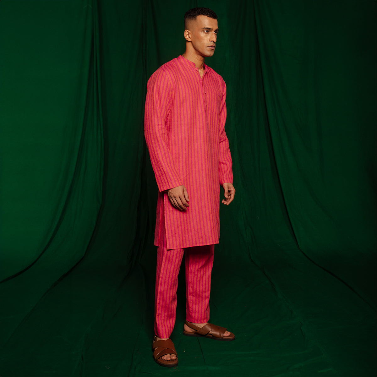 Coral Linen Men's Kurta Set