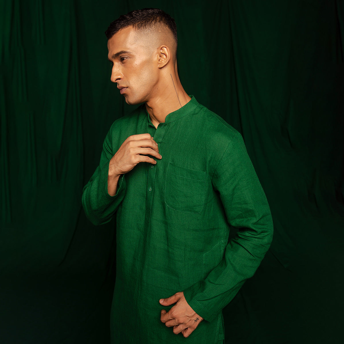 Panna Linen Men's Kurta Set