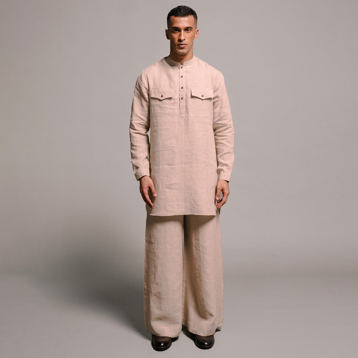 Undyed Linen Men's Saif Kurta Set