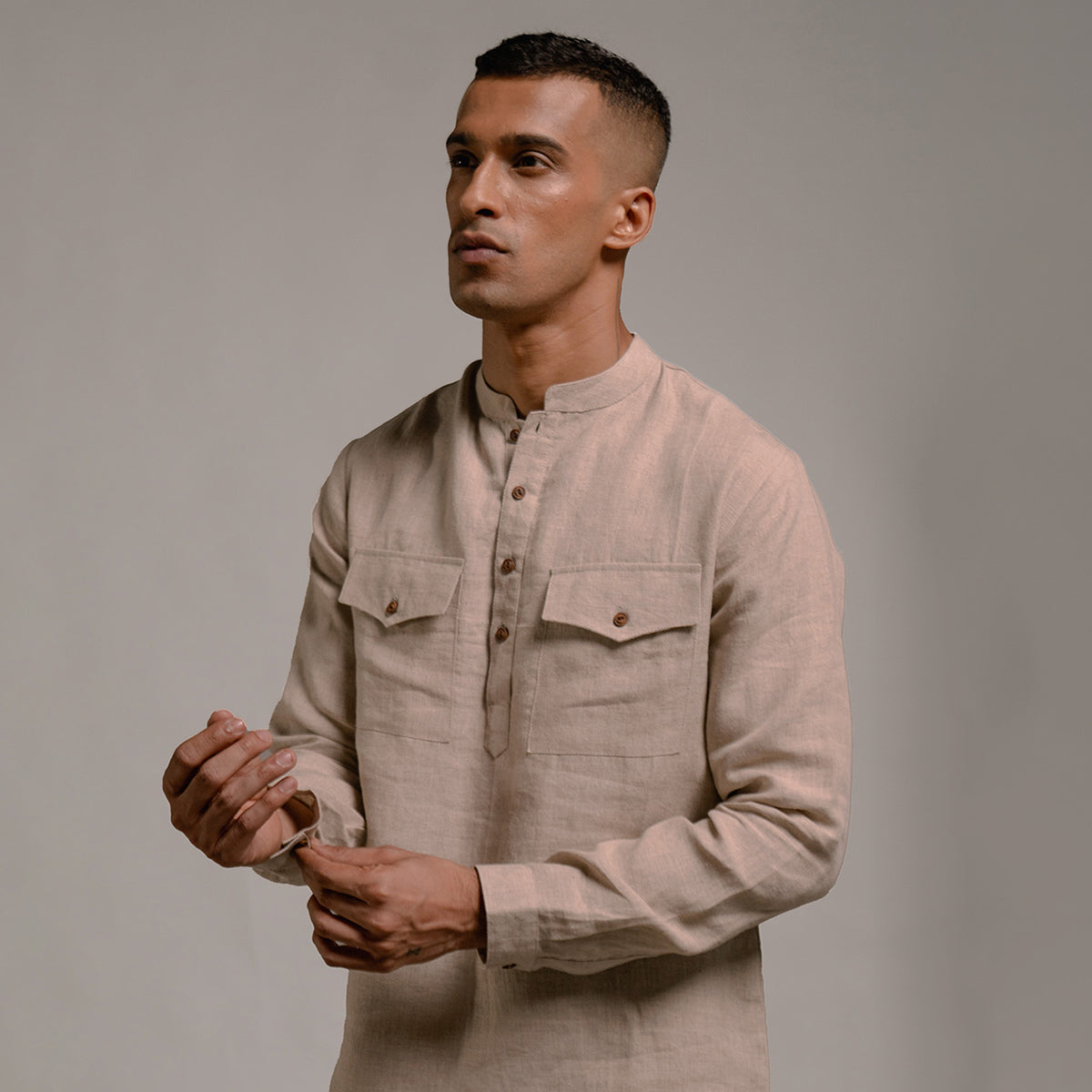 Undyed Linen Men's Saif Kurta Set