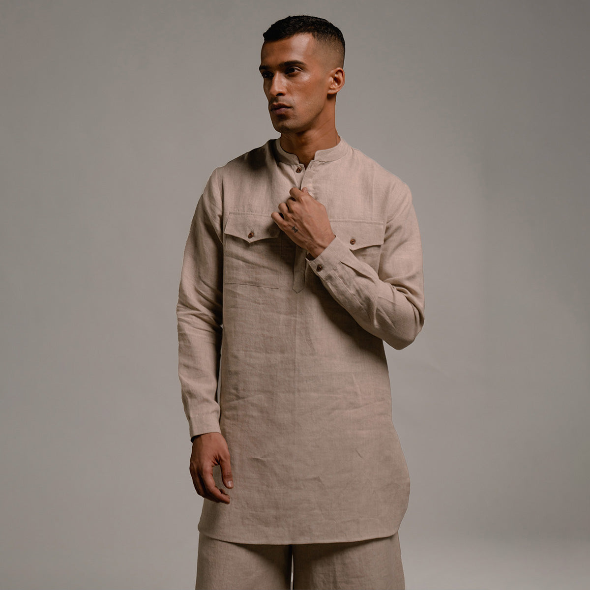 Undyed Linen Men's Saif Kurta Set