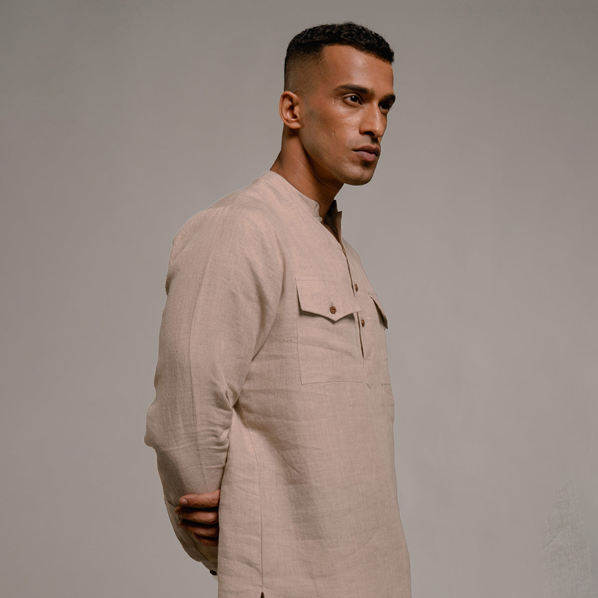 Undyed Linen Men's Saif Kurta Set