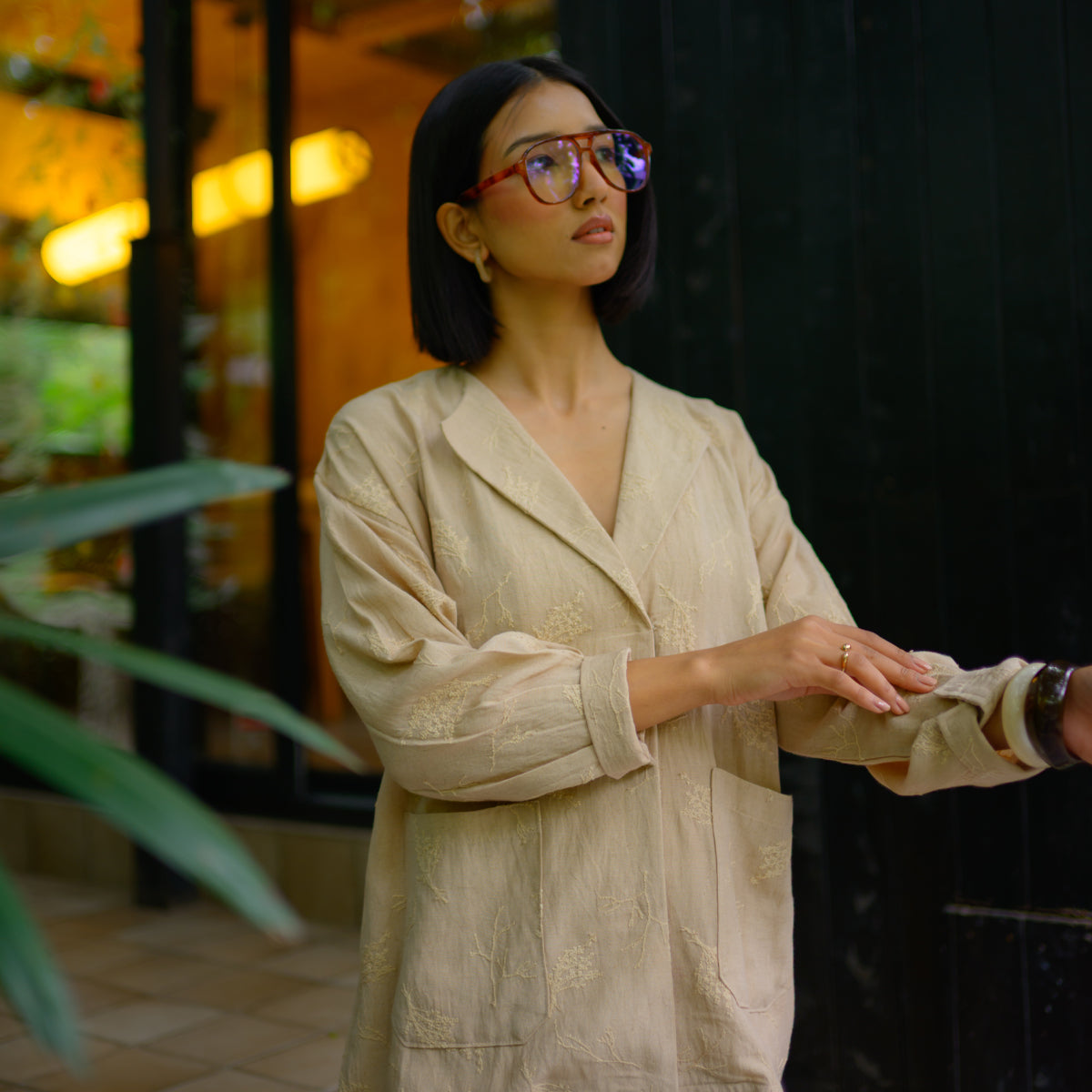 Beige Dusk Embroidered Shirt