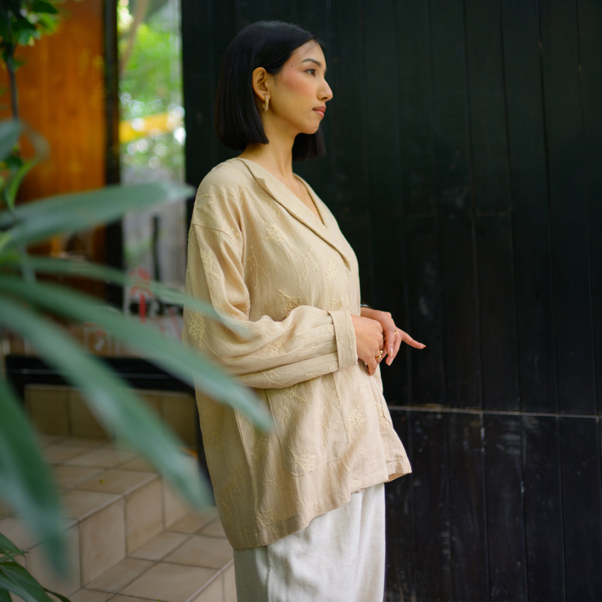 Beige Dusk Embroidered Shirt