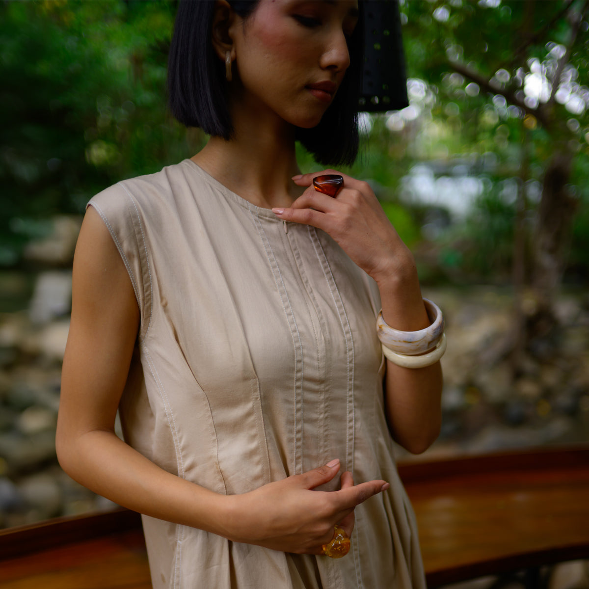 Beige Daybreak Zipper Maxi Dress