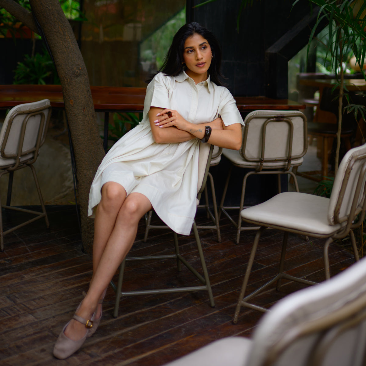 Cloud White Sunstep Short Dress