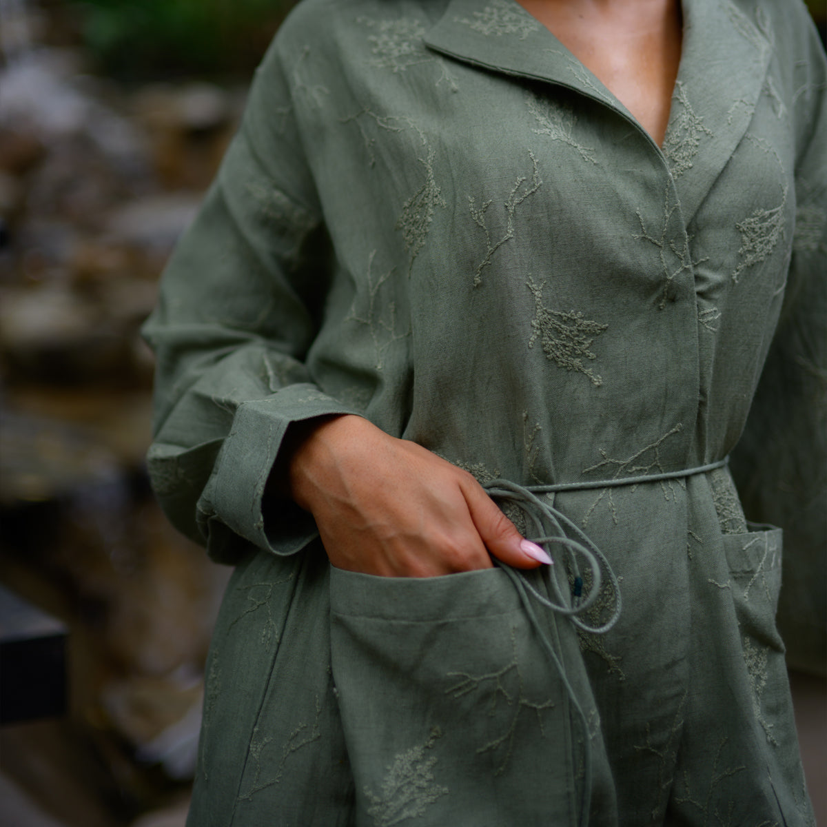 Sage Green Dusk Embroidered Shirt