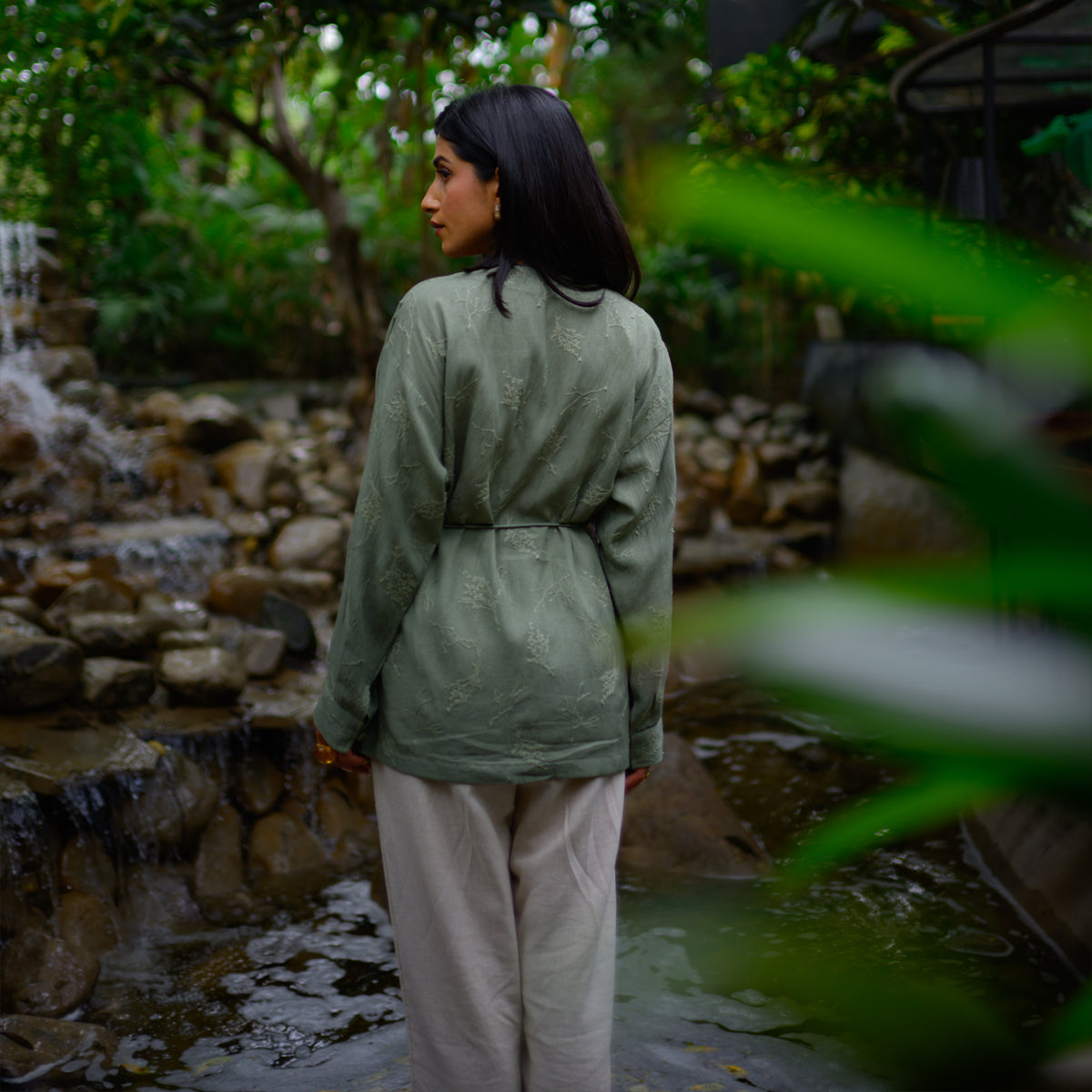 Sage Green Dusk Embroidered Shirt