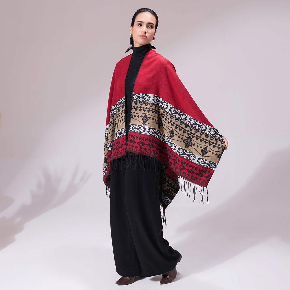 Shiran Maroon Heritage Cashmere Cape