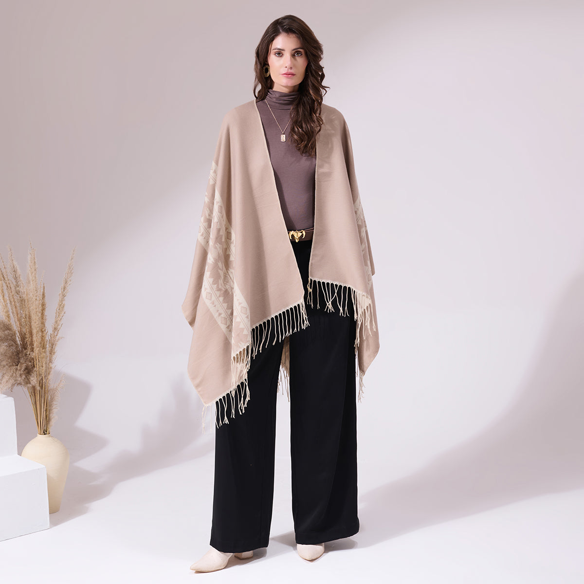 Charles Beige Heritage Cashmere Cape