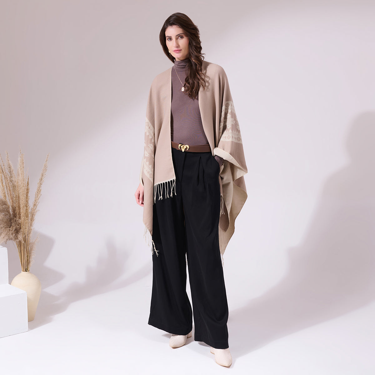 Charles Beige Heritage Cashmere Cape