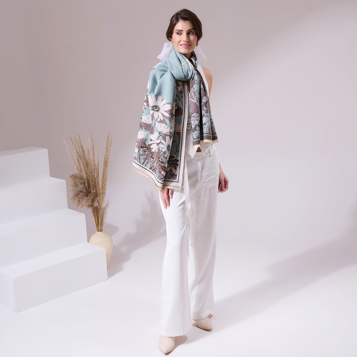 Shita Sky Blue Heritage Cashmere Cape