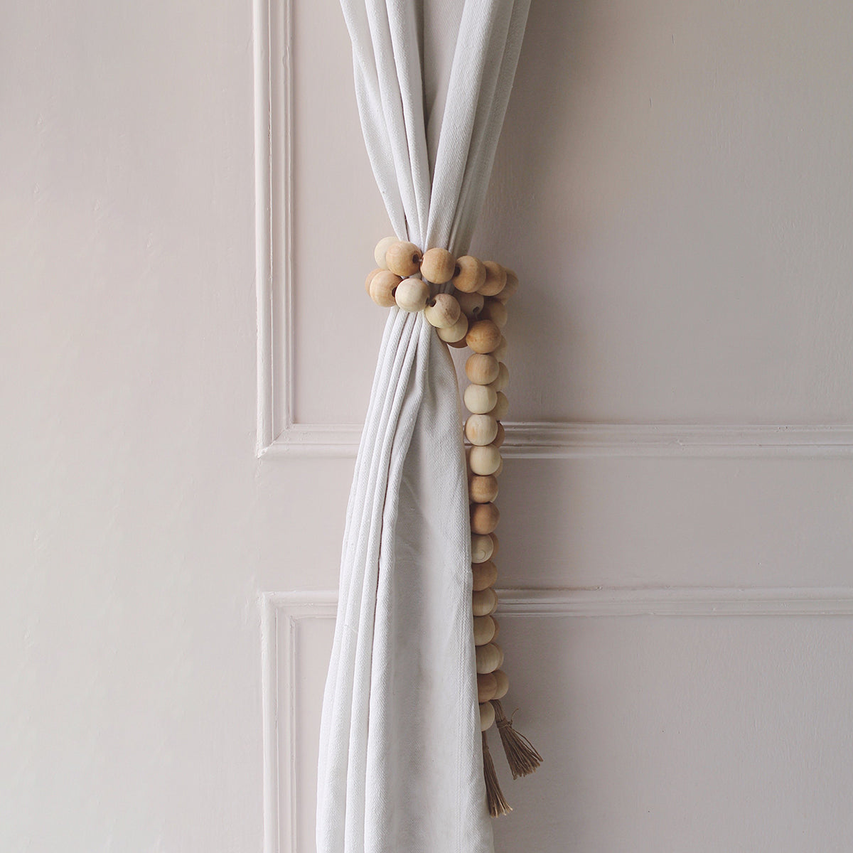 Farmhouse Wooden Beads with Jute Tassels