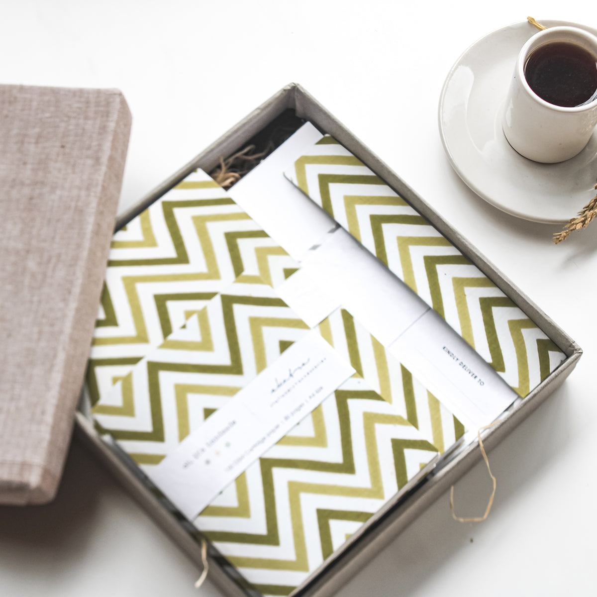 Stationery Loaded Gift hamper personalized by Ekatra Loaded Gift Box - Green chevron