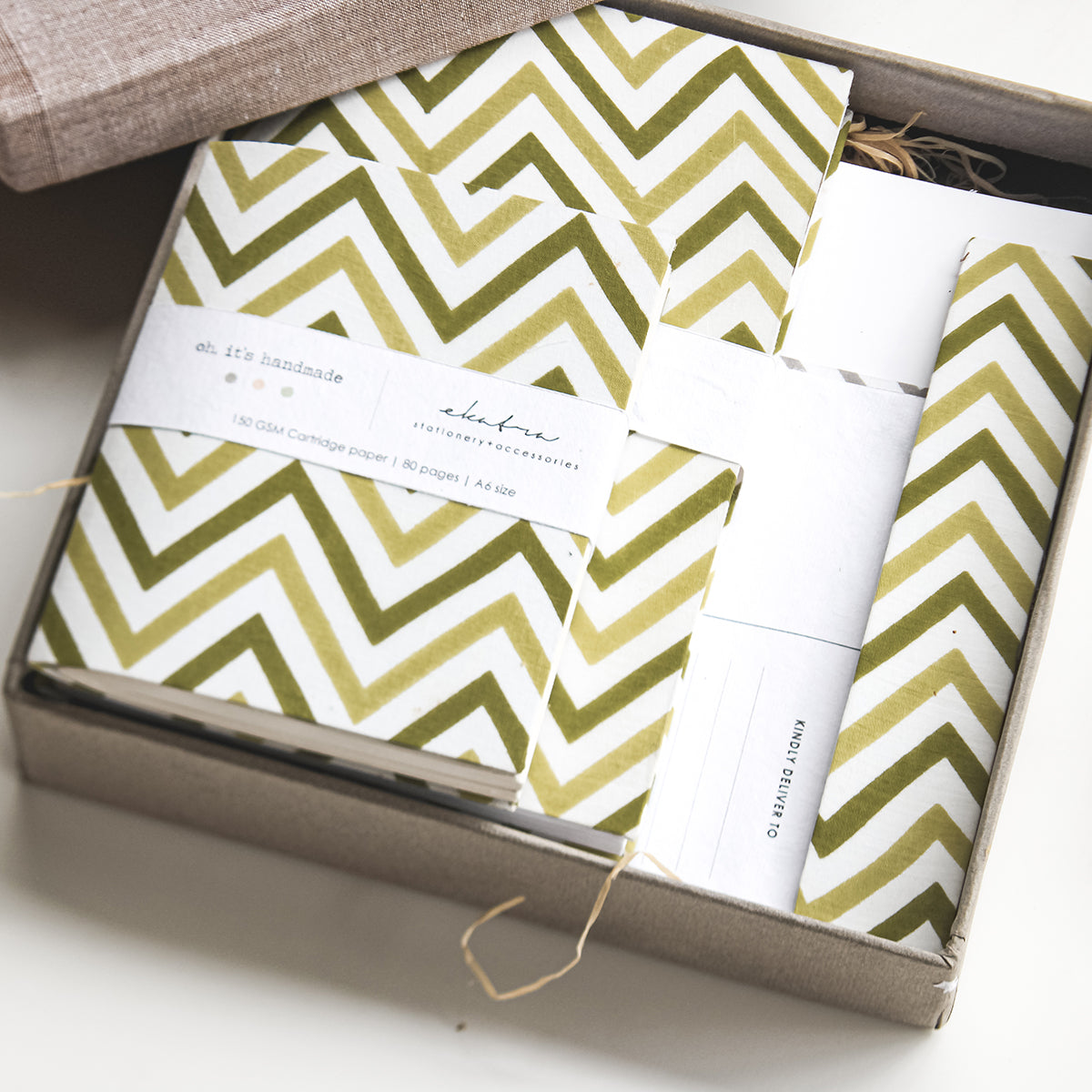 Stationery Loaded Gift hamper personalized by Ekatra Loaded Gift Box - Green chevron