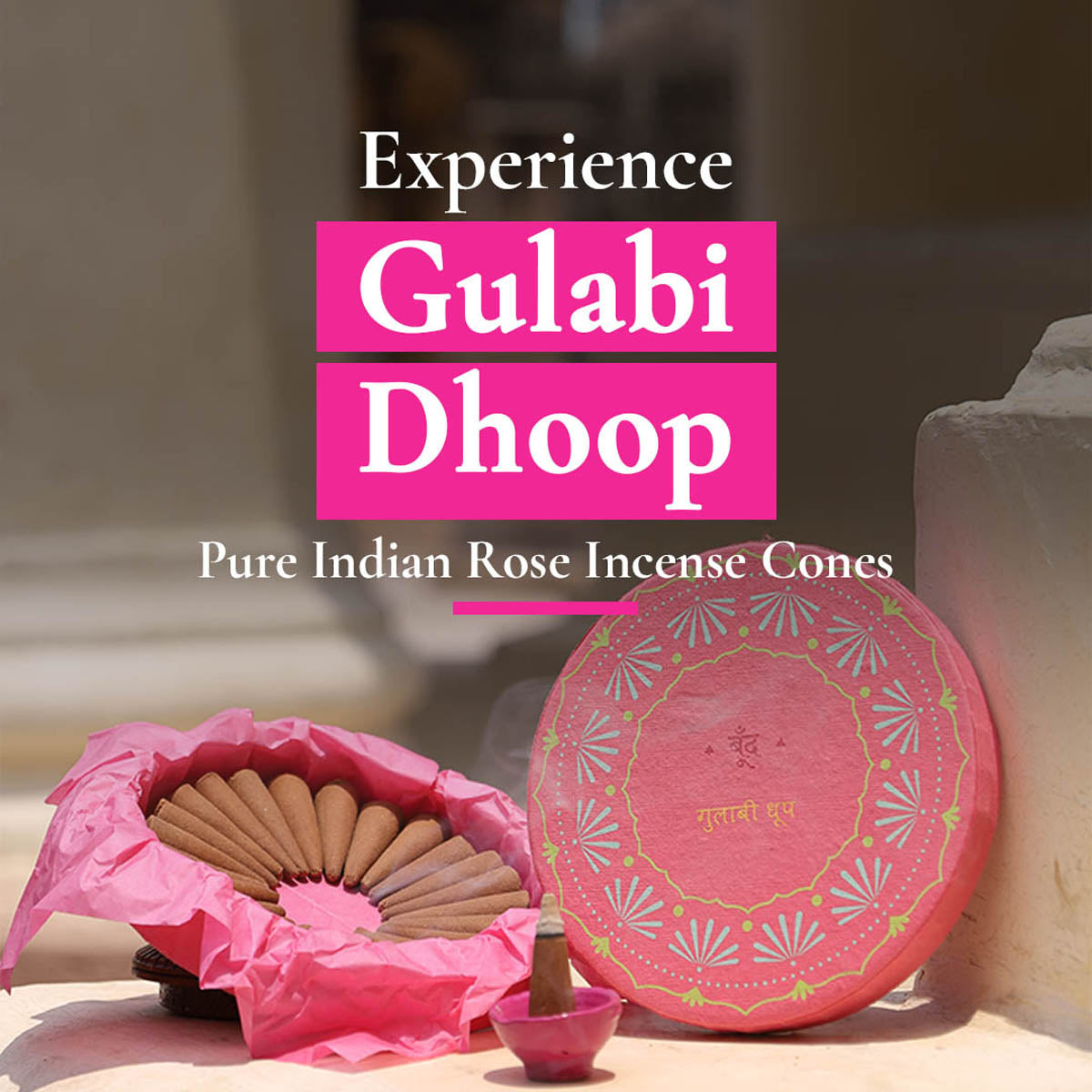 Gulabi Dhoop - Pure Indian Rose Incense Cones | Pack of 25 incense cones