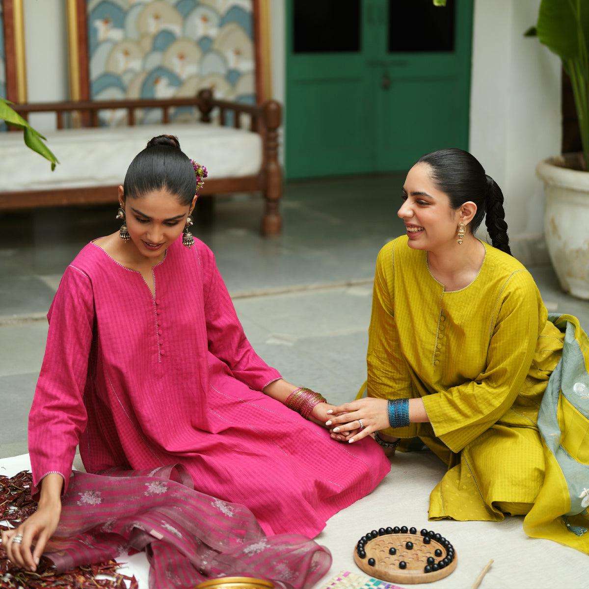 Anvaya Kurta Set | Rani Pink