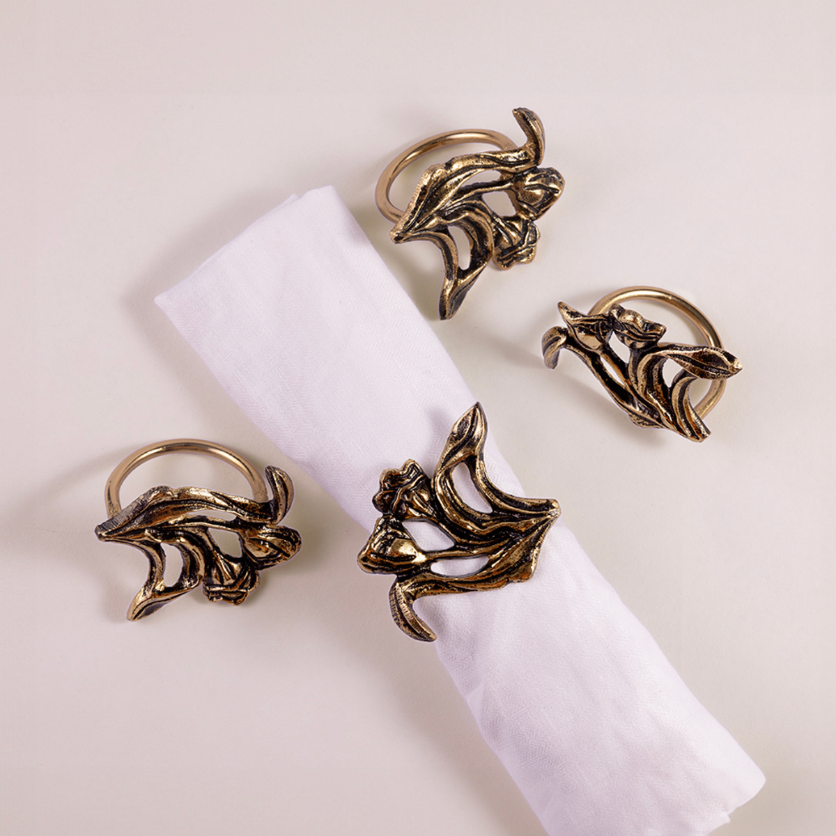 Kasheer-Hund Golden Tulip Napkin Ring | Set of 4