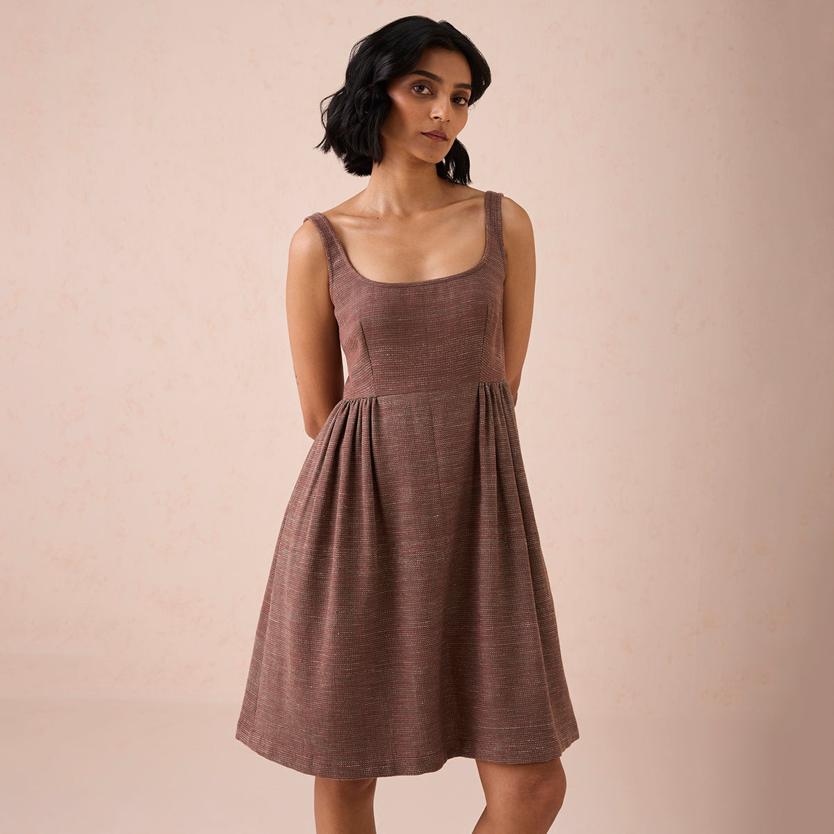 Hazel Sun Handspun Handwoven Organic Cotton Pleated Mini Dress