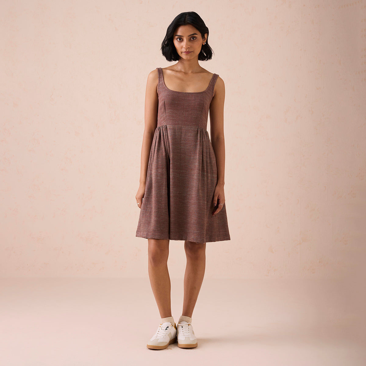 Hazel Sun Handspun Handwoven Organic Cotton Pleated Mini Dress