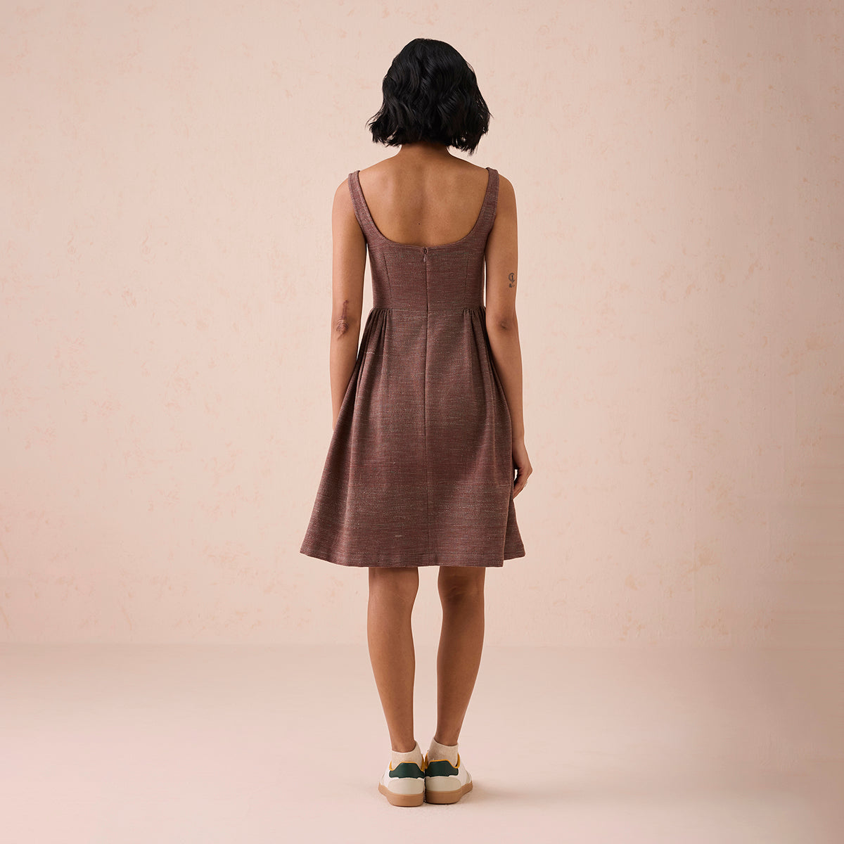 Hazel Sun Handspun Handwoven Organic Cotton Pleated Mini Dress