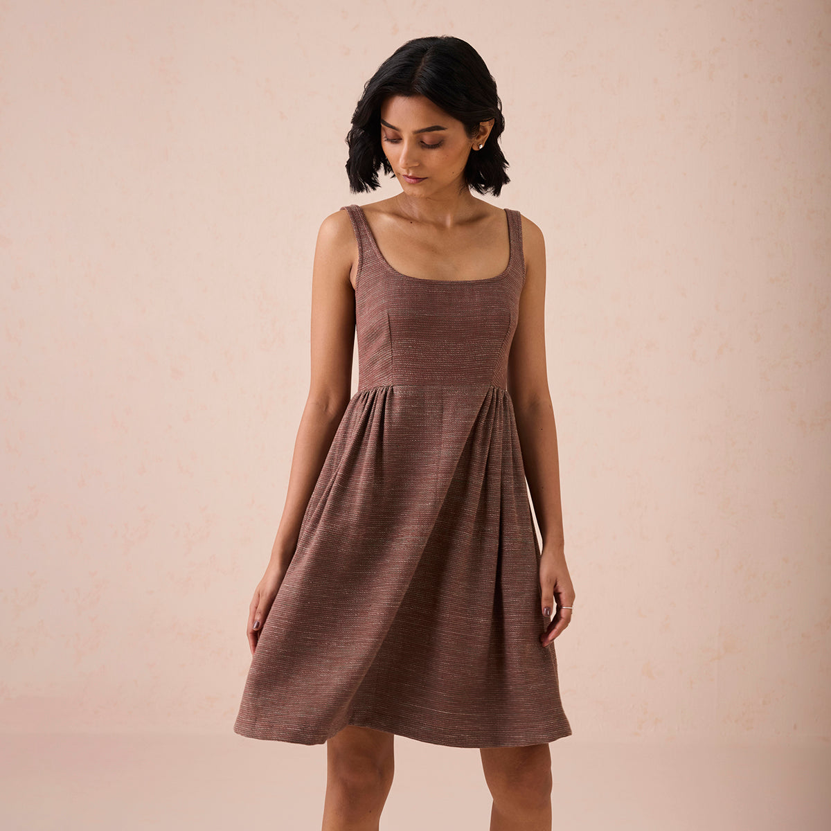 Hazel Sun Handspun Handwoven Organic Cotton Pleated Mini Dress