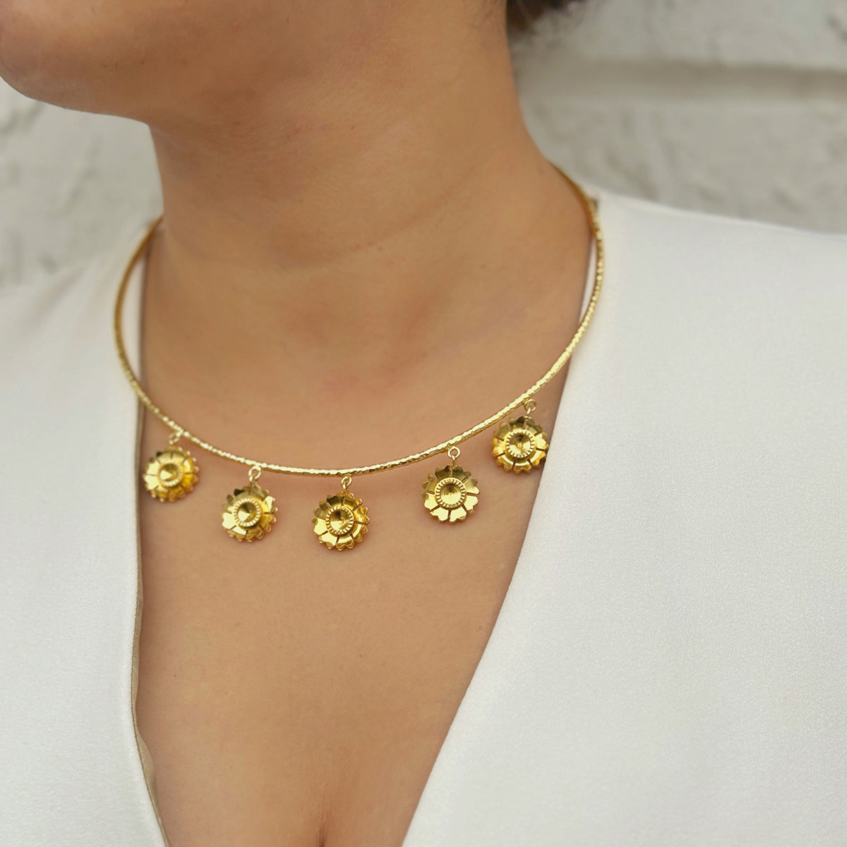 5 Jewels Brass Neckpiece