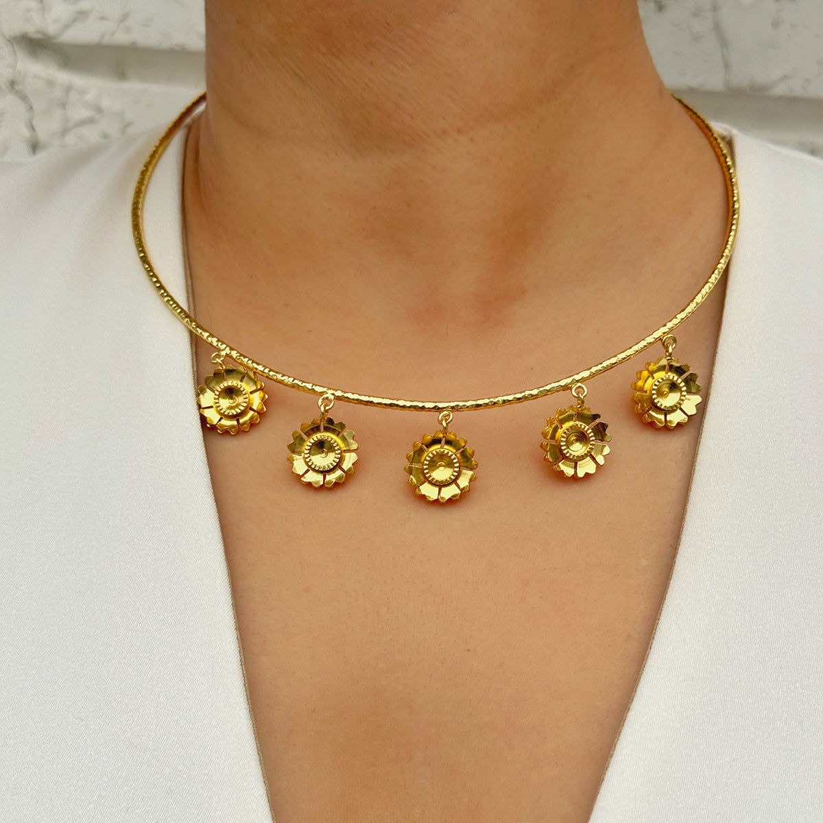 5 Jewels Brass Neckpiece