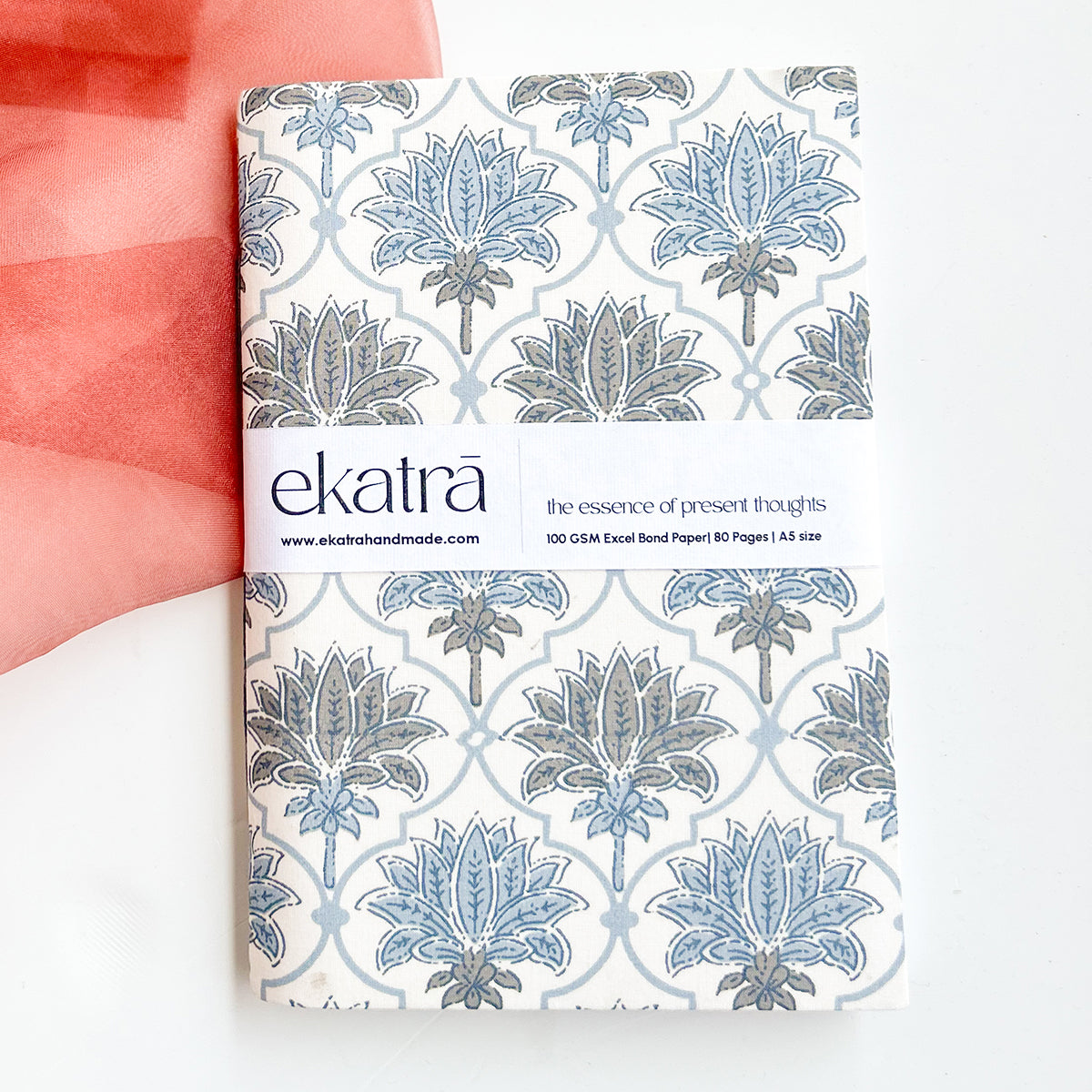 Handcrafted Sustainable A5 Unruled 100 GSM paper Journal by Ekatra - Elephant motif