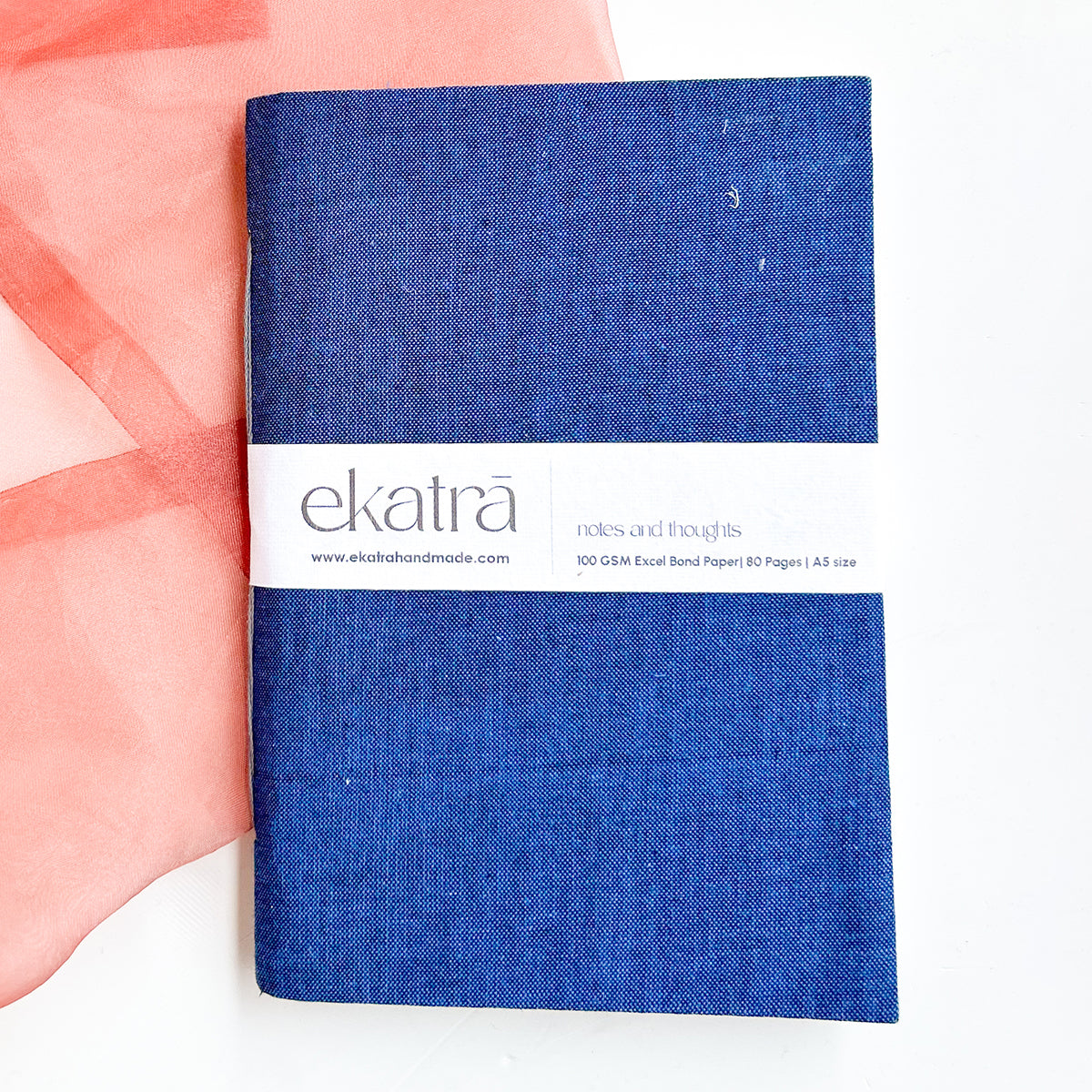 Handcrafted Sustainable A5 Unruled 100 GSM paper Journal by Ekatra - Solid blue