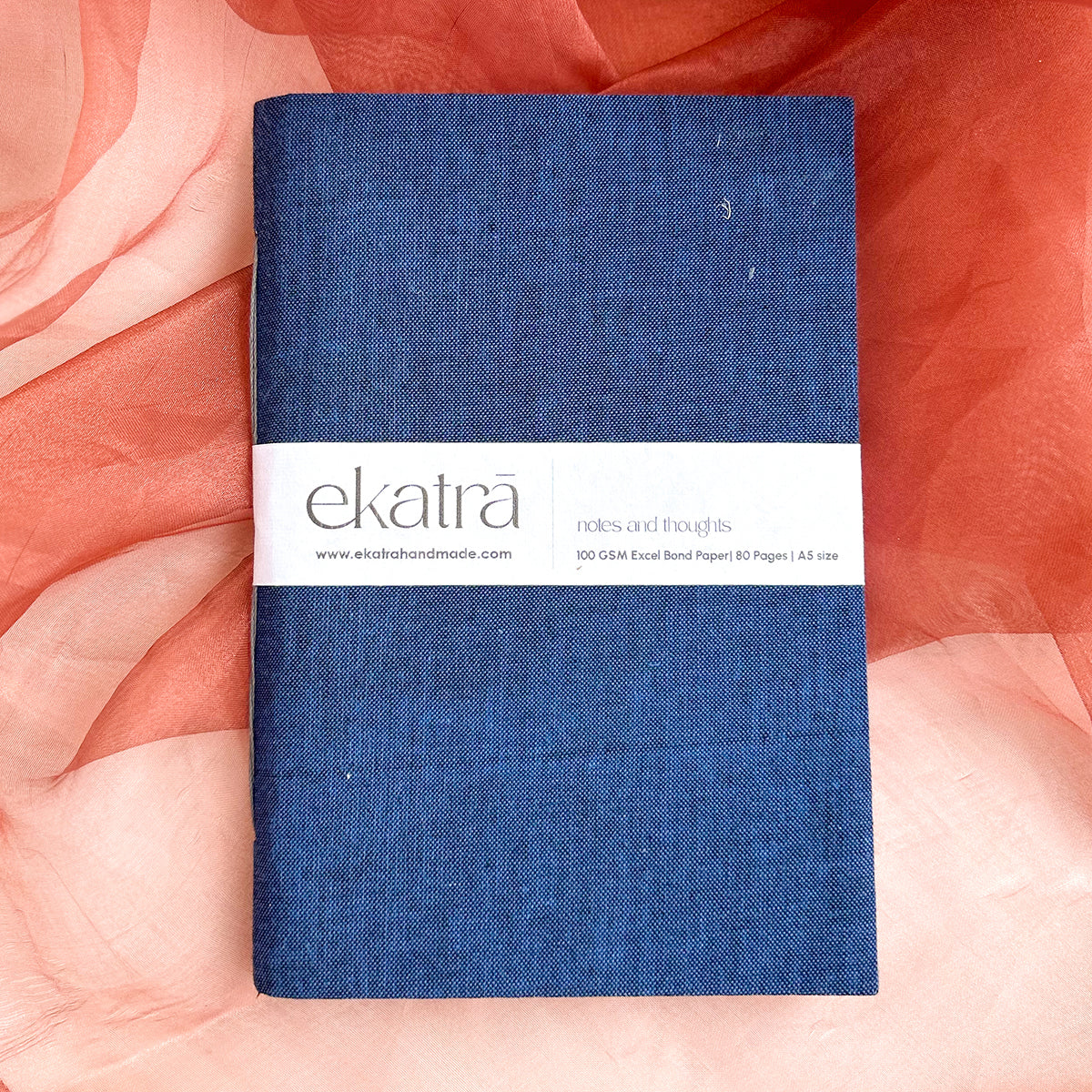 Handcrafted Sustainable A5 Unruled 100 GSM paper Journal by Ekatra - Solid blue