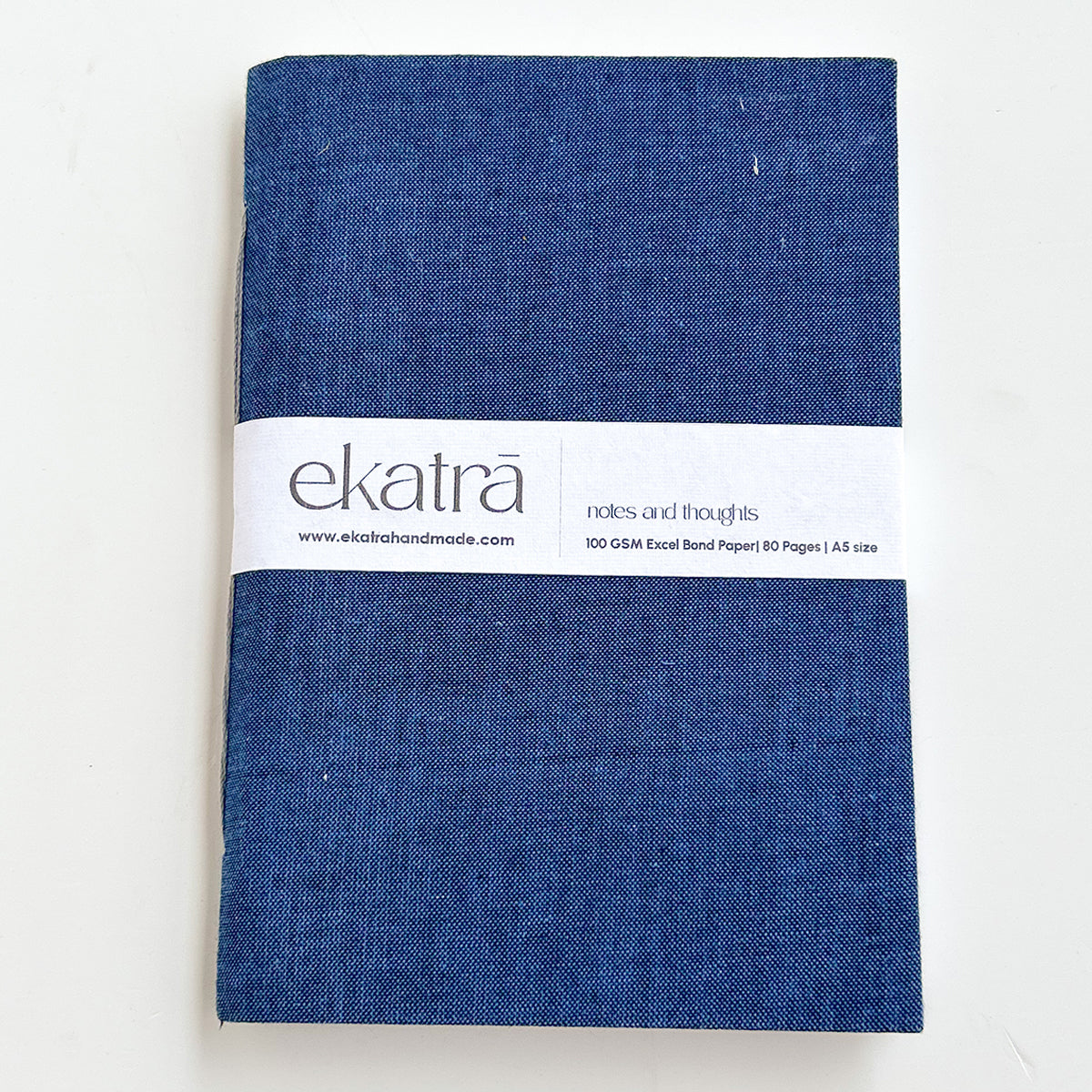 Handcrafted Sustainable A5 Unruled 100 GSM paper Journal by Ekatra - Solid blue