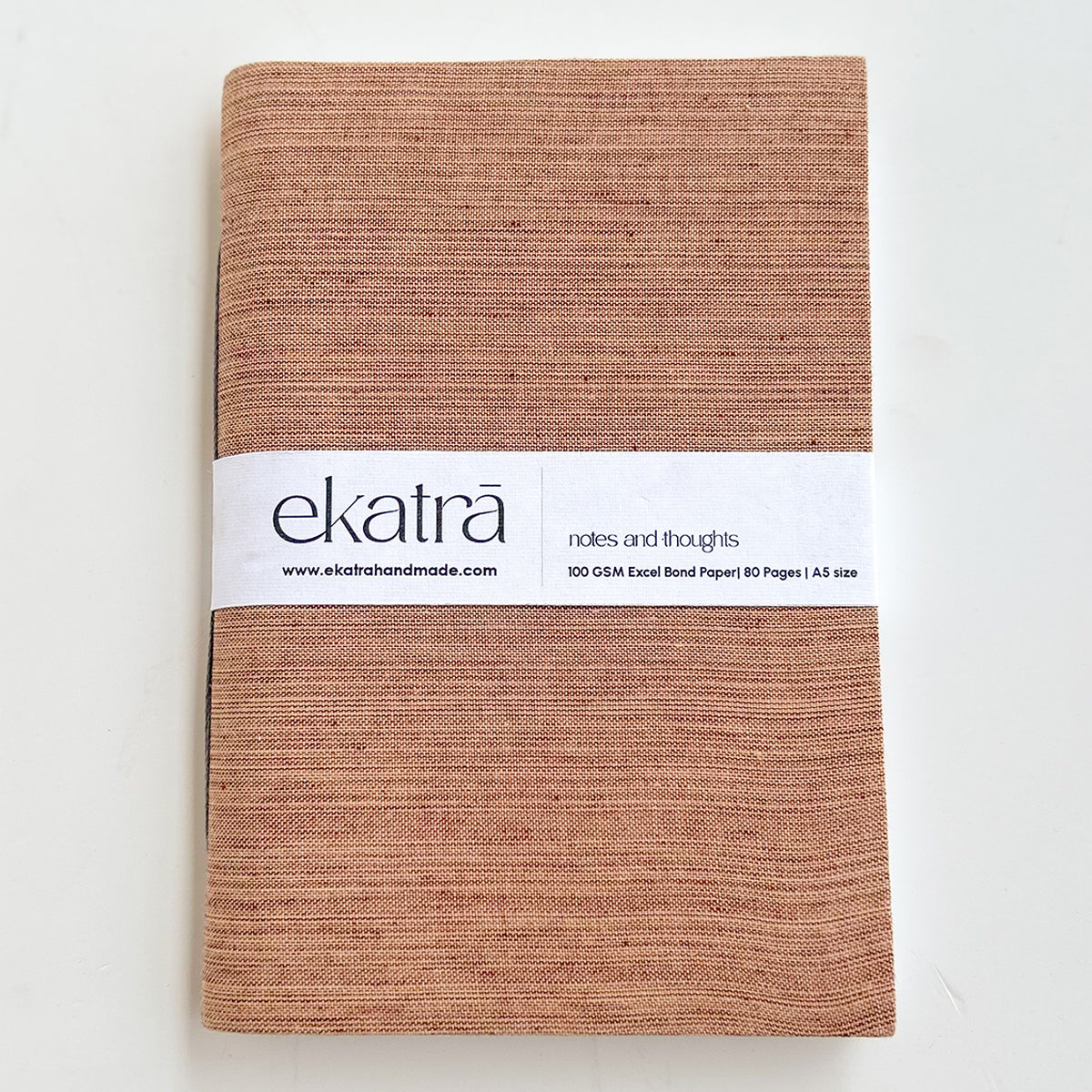 Handcrafted Sustainable A5 Unruled 100 GSM paper Journal by Ekatra - Solid beige