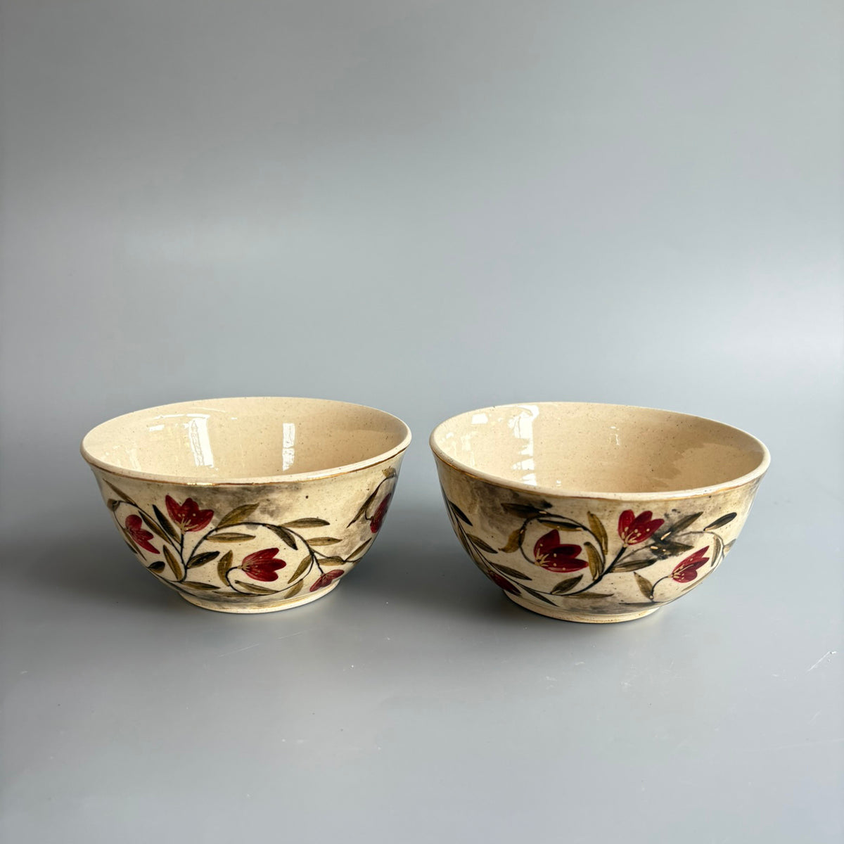 Mughal Small Curry/Nut Bowl Red & Green - Red & Green Set Of 2