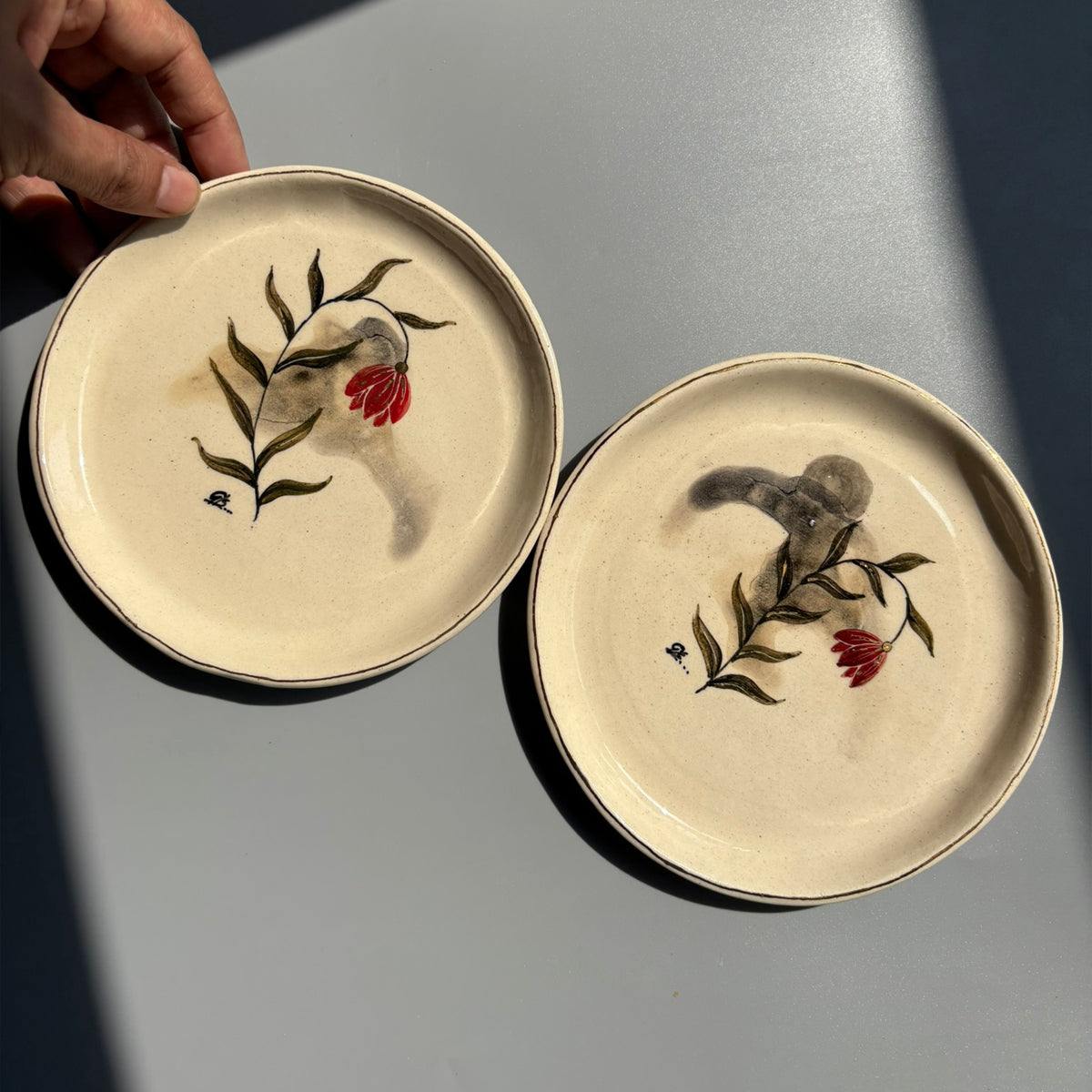 Mughal 6 Inches Plates Red - Red Set Of 2