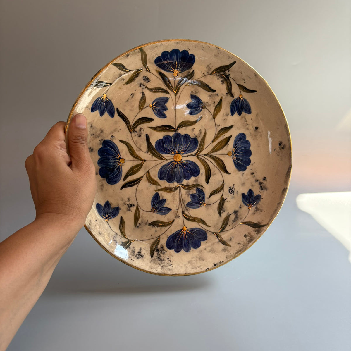 Mughal 10 Inches Dinner Plate Blue & Green - Blue & Green