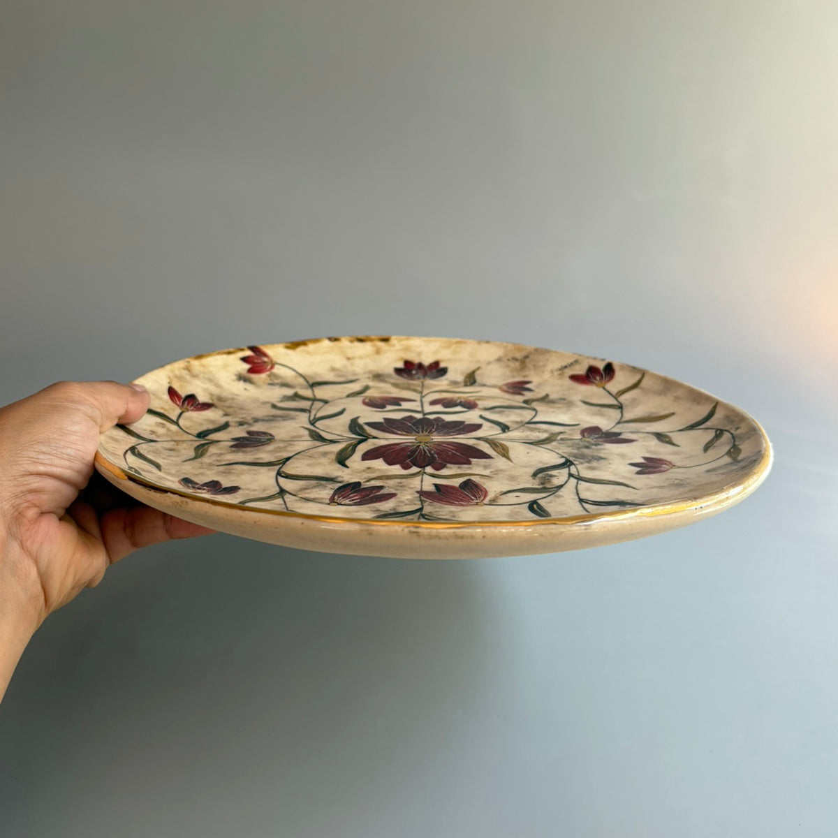 Mughal 10 Inches Dinner Plate Red & Blue - Red & Green