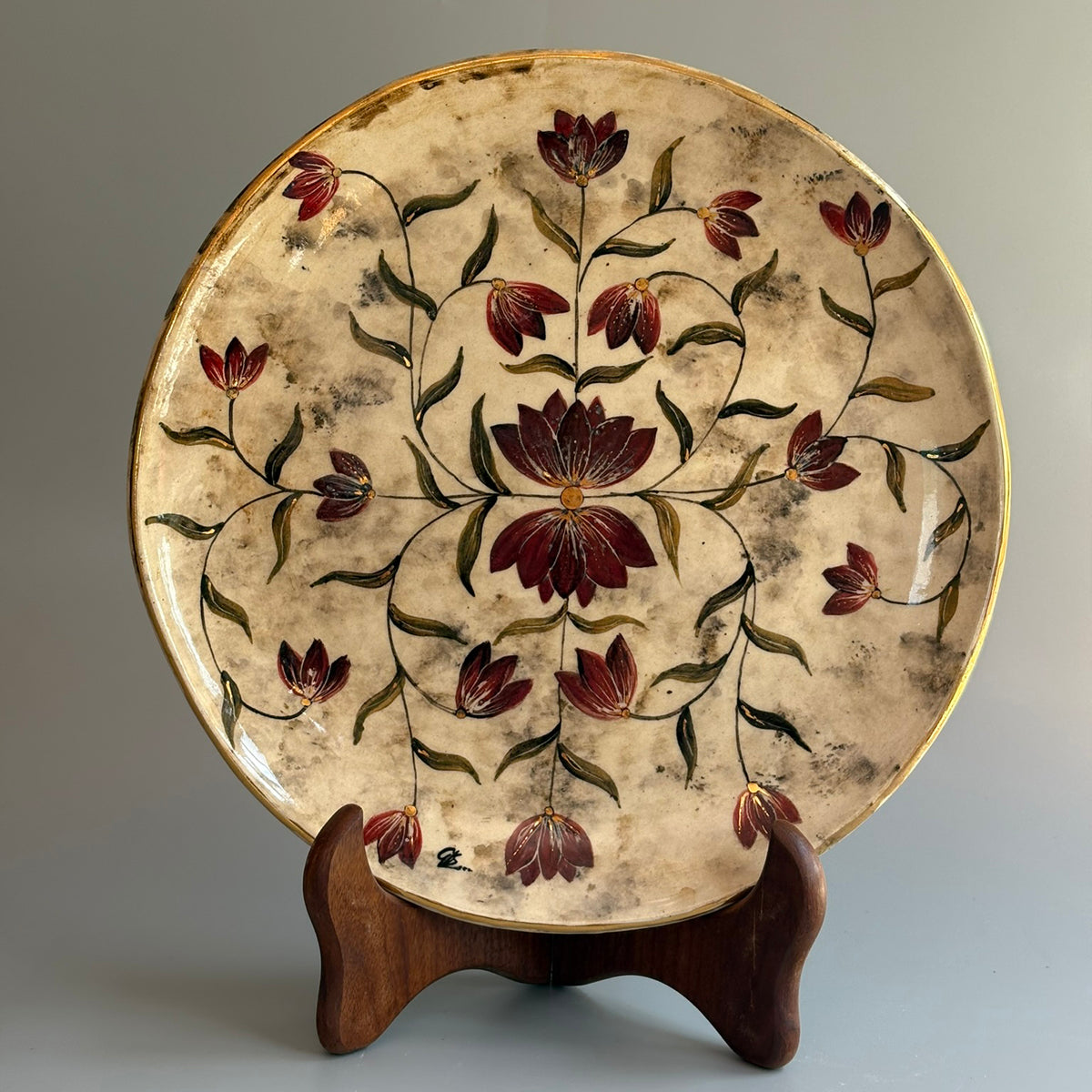 Mughal 10 Inches Dinner Plate Red & Blue - Red & Green